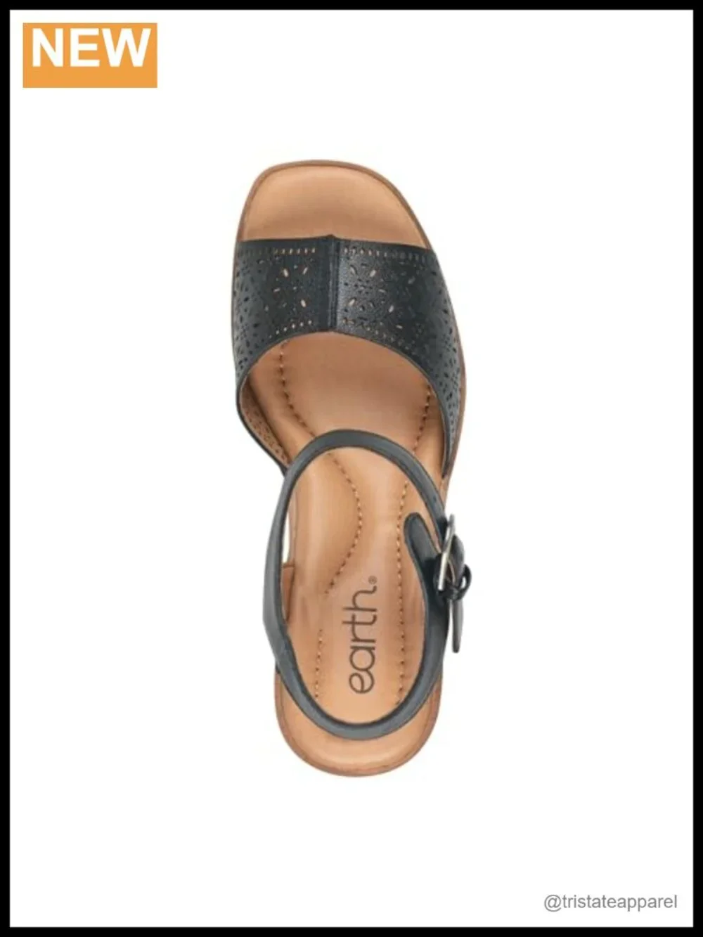 Earth Quinty Leather Platform Sandals Open Toe Ankle Strap Buckle